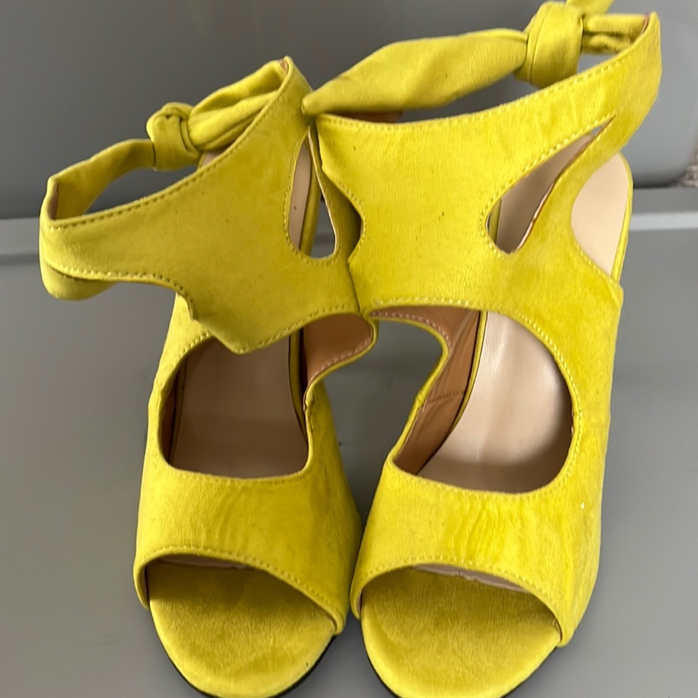 Milanoo Women’s “Yellow” Suede summer boots Cut Out Stiletto Heel Sandals Sz 41
